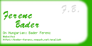 ferenc bader business card